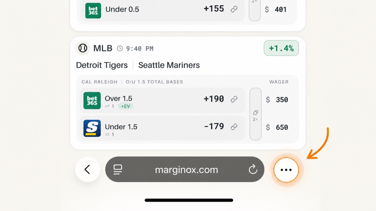 Marginox in Safari with the three-dot More button highlighted.